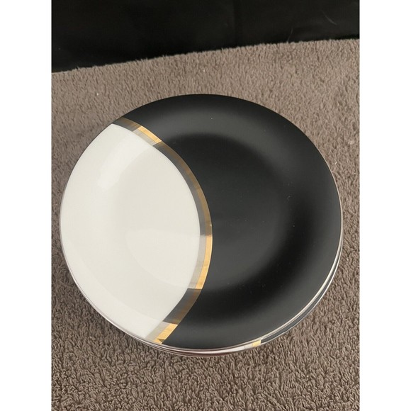 Sasaki "TUCANO" Matte Black / White ~ Set of 8 ~ Bread Plates ~ 6 3/4" - Picture 1 of 4